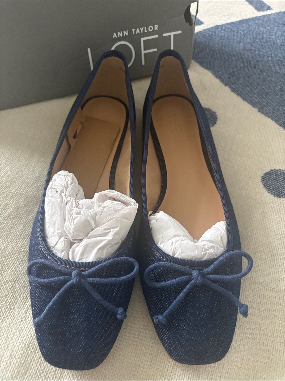 LOFT Navy Bow Ballet Flats